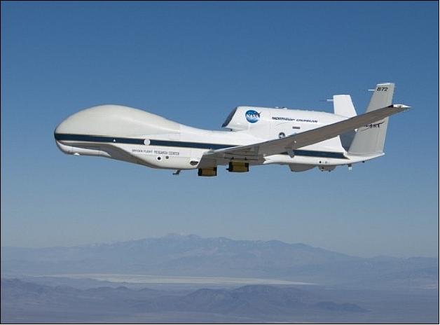 Figure 4: NASA’s Global Hawk 872 on a checkout flight from Dryden Flight Research Center, Edwards, Calif., in preparation for the 2014 ATTREX mission over the western Pacific Ocean (image credit: NASA)