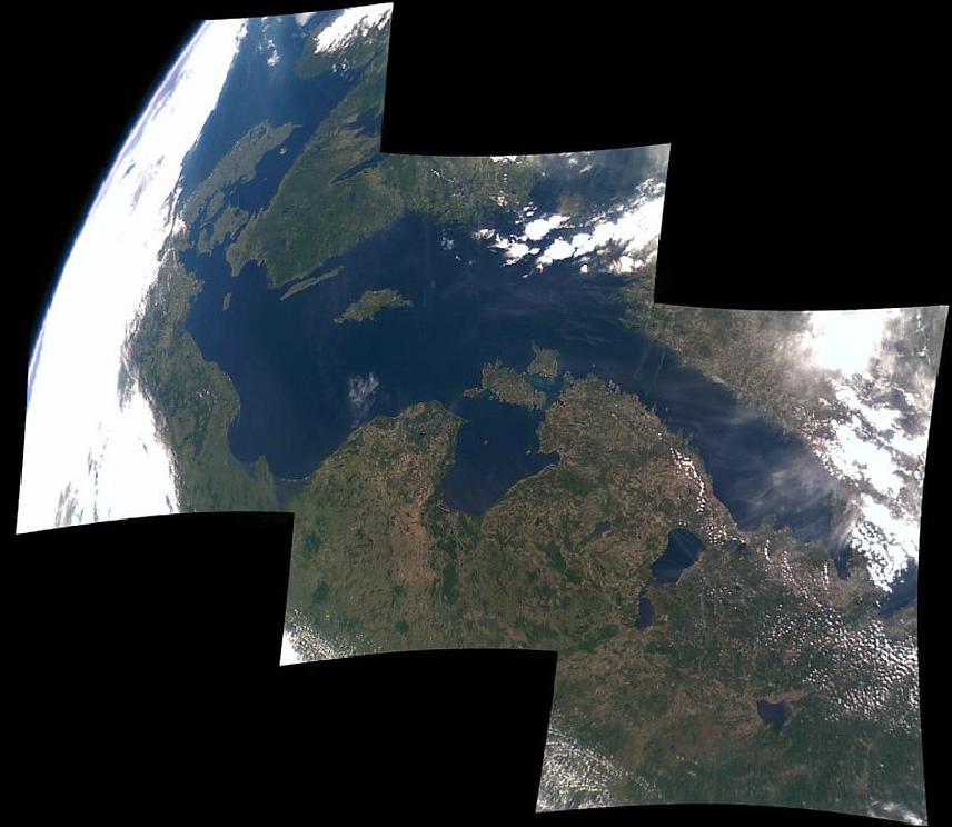 Figure 21: Composite image of the Baltic Sea region acquired with the camera of ESTCube-1 (image credit: University of Tartu) 36)