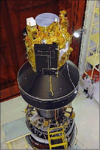 Figure 3: Photo of the CartoSat-2B spacecraft undergoing prelaunch tests (image credit: ISRO)