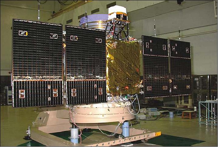 Figure 2: Photo of the deployed CartoSat-2B spacecraft in the clean room at ISRO (image credit: ISRO)