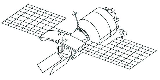 Figure 3: Line drawing of the Almaz-1 spacecraft (image credit: Ref. 2)