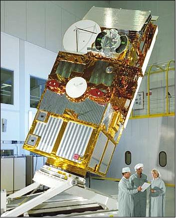 Figure 2: Photo of the ERS-2 spacecraft at ESTEC in 1994 (image credit: ESA)