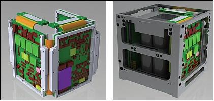 Figure 3: SpaceCube-Mini board design with integration into IPEX CubeSat bus structure (image credit: NASA/JPL, ESTO)