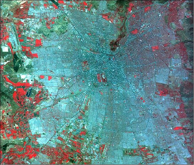 Figure 10: KitSat-3 image of Santiago de Chile taken on February 16, 2000 (image credit: SaTReC/KAIST)