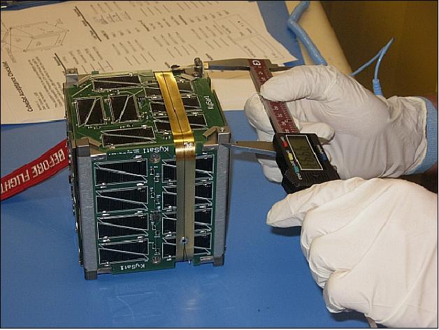 Figure 11: Photo of KySat-1 during CubeSat acceptance testing (image credit: Kentucky Space)