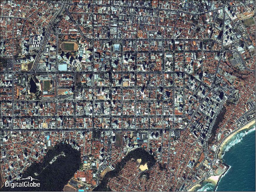 Figure 6: This Ikonos image shows the roads and red-roofed houses of Natal, Brazil (image credit: DigitalGlobe)