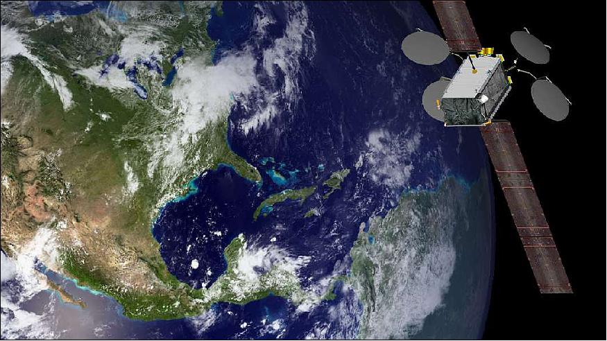 Figure 3: Artist's rendition of a deployed Boeing 702SP satellite in orbit (image credit: Boeing)