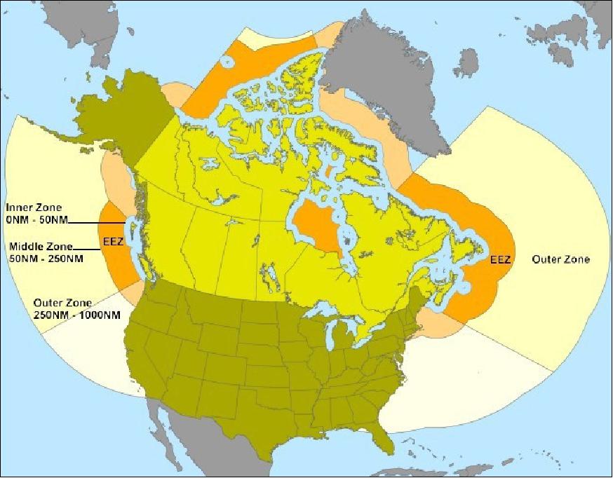 Figure 1: Canadian territory with view of maritime area of responsibility (image credit: DRDC)