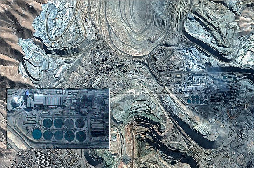 Figure 19: FormoSat-2 satellite image showing in natural colors the Chuquicamata Copper Mine, Chile (image credit: NSPO, Astrium) 21)