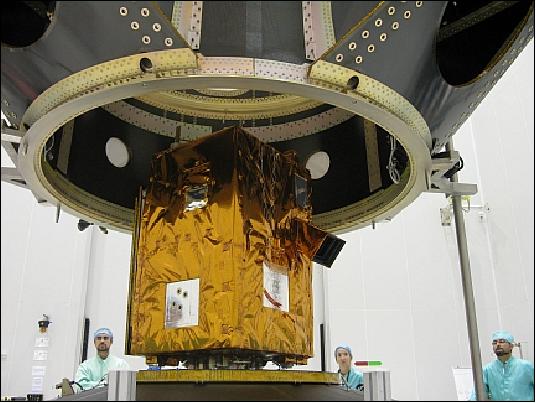 Figure 6: Photo of the SSOT spacecraft ready for launch on the Soyuz-STA/Fregat vehicle (image credit: Astrium, CNES) 5)