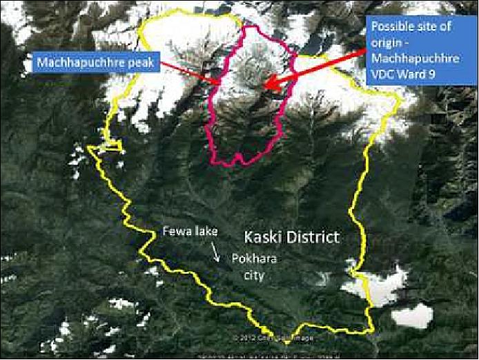 Figure 21: Map used for assessment of flood region in Nepal (image credit: NASA/MSFC, UAH)