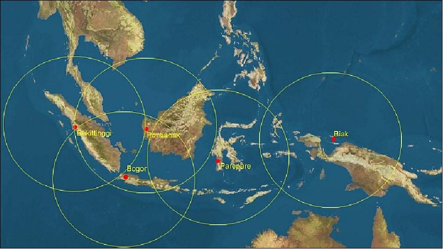 Figure 15: Ground station network of LAPAN-TUBSAT, LAPAN-A2 and LAPAN-A3 (image credit: LAPAN)