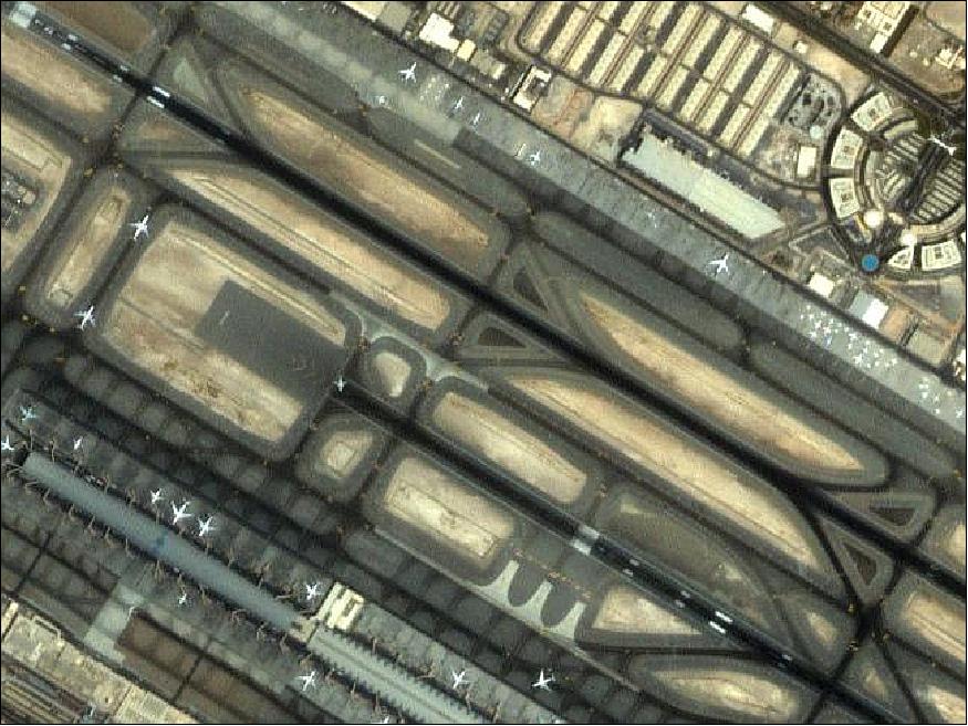 Figure 13: DubaiSat-1 Image of Dubai Airport (Pan sharpened), image credit: EIAST