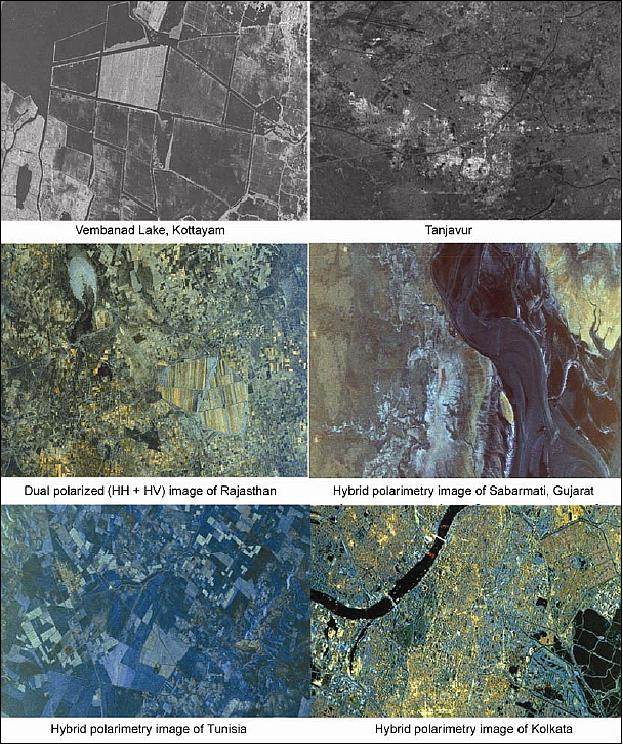 Figure 23: Typical images obtained by RISAT-1 (image credit: ISRO, Ref. 32)