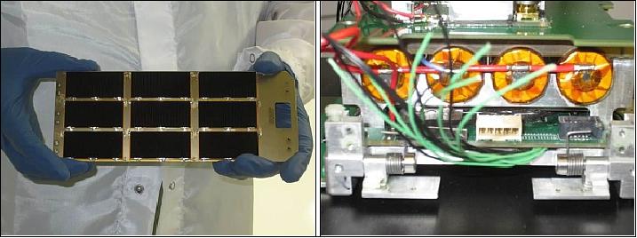 Figure 3: Photo of a deployable solar panel (left) and the PMD (right), image credit: MSU