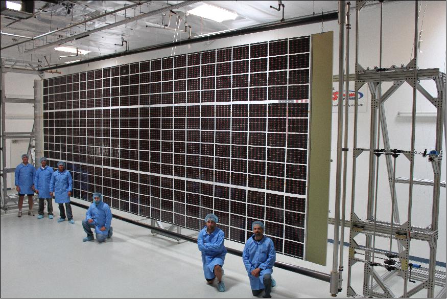 Figure 1: The ROSA (Roll Out Solar Array) technology undergoes testing (image credit: DSS (Deployable Space Systems), Inc.)