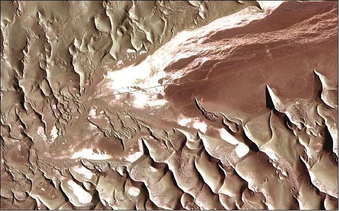 Figure 9: Image of Sossusvlei – Namib Desert, observed by SumbandilaSat on Feb. 14, 2010 (image credit: SunSpace)