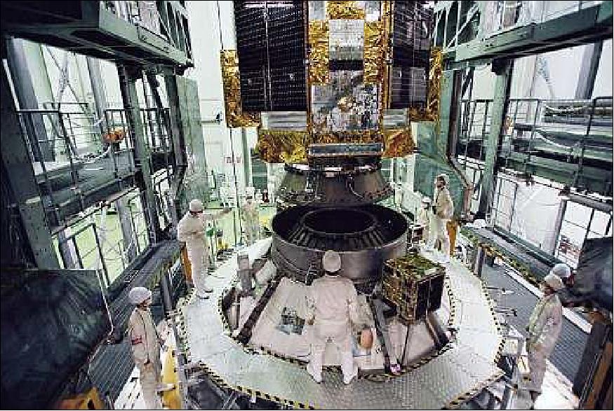Figure 7: The three smaller satellites were carried on the Second Stage Adapter ring (image credit: JAXA)