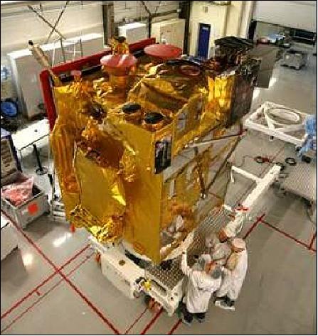 Figure 5: Photo of the COMS spacecraft in its final integration stage, prior to shipment to Kourou (image credit: EADS Astrium)