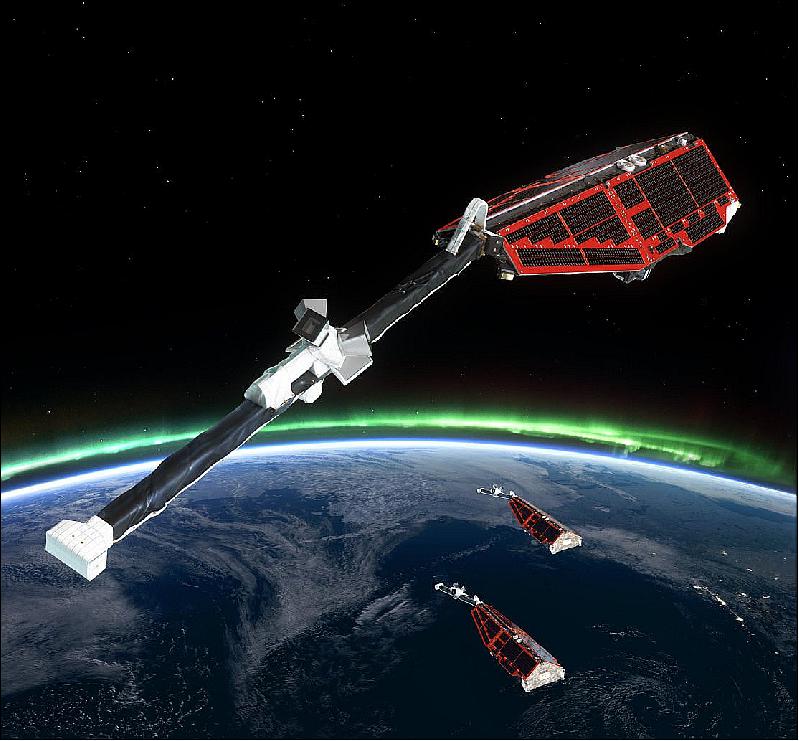 Figure 3: Swarm is ESA’s first constellation of Earth observation satellites designed to measure the magnetic signals from Earth’s core, mantle, crust, oceans, ionosphere and magnetosphere, providing data that will allow scientists to study the complexities of our protective magnetic field (image credit: ESA/AOES Medialab)