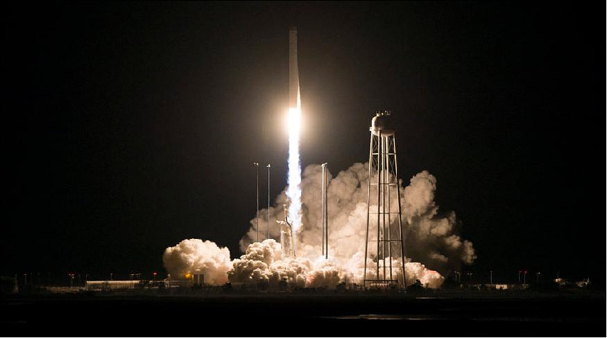 Figure 1: The Northrop Grumman Antares rocket, with Cygnus resupply spacecraft aboard, launched from Pad-0A, Saturday, Nov. 17, 2018, at NASA's Wallops Flight Facility in Virginia (image credit: NASA/Joel Kowsky)