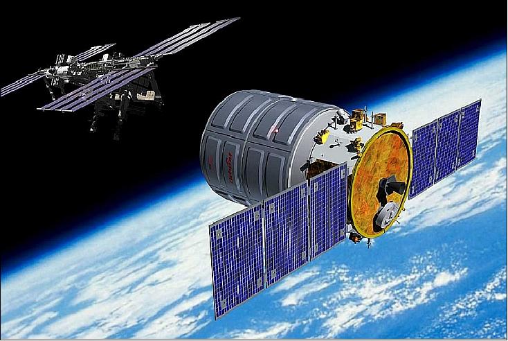 Figure 5: Artist's rendition of a Cygnus spacecraft approach to the ISS (image credit: Orbital)