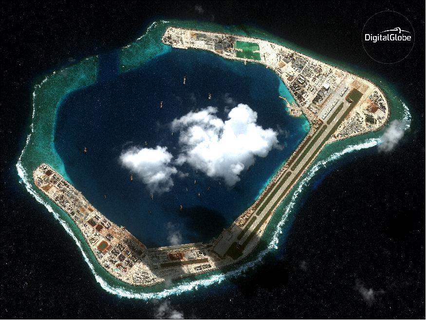 Figure 12: Sample WorldView-4 image of Subi Reef, acquired on Dec. 27, 2016 (image credit: DigitalGlobe)
