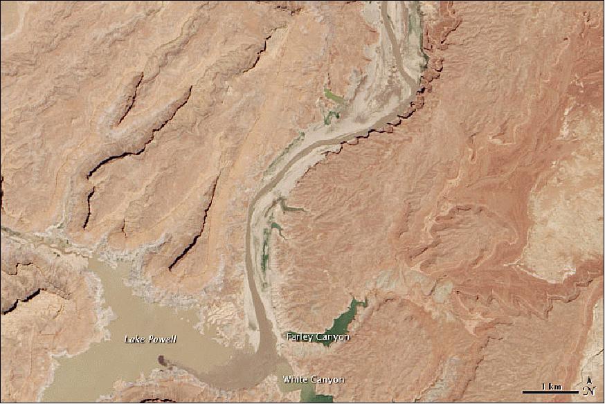 Figure 113: Image of the northern section of Lake Powell acquired by Landsat-8 on May 13, 2014 (image credit: NASA Earth Observatory, USGS)