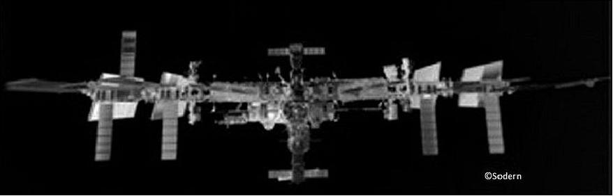 Figure 41: This image was taken by LIRIS mounted on ATV Georges Lemaître as it approached the Station for docking (70 m away) on 12 August 2014 (image credit: Airbus DS Sodern) 41)