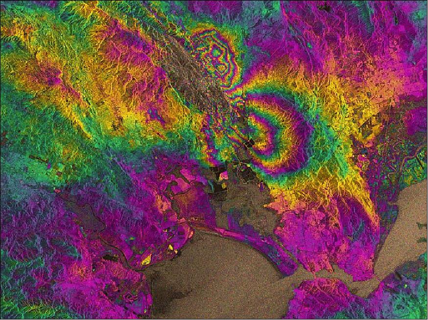 Figure 107: Sentinel-1A interferogram of the Napa Valley released on Sept. 2, 2014 (image credit: ESA/PPO.labs/Norut/COMET-SEOM Insarap study)