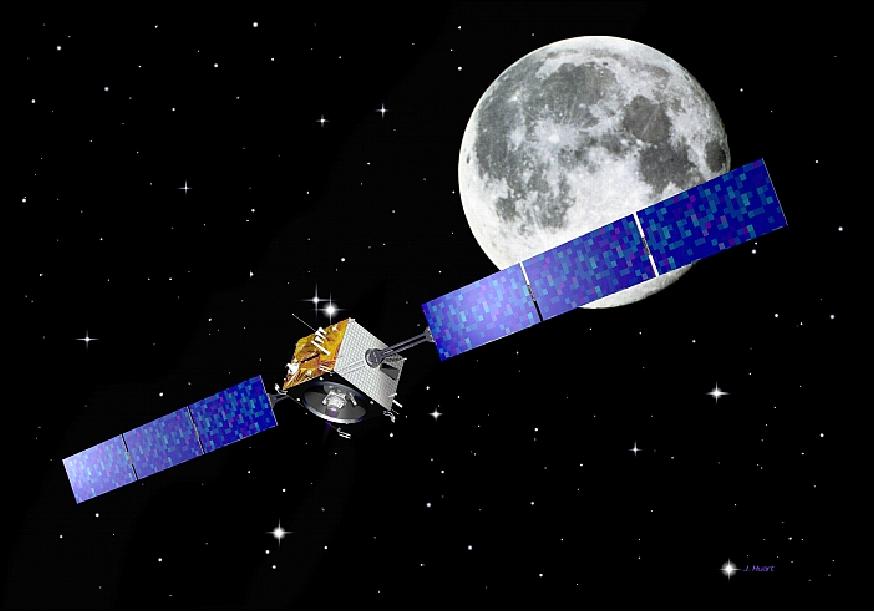 Figure 1: Artist's rendition of the Smart-1 spacecraft on its way to the moon (image credit: ESA)