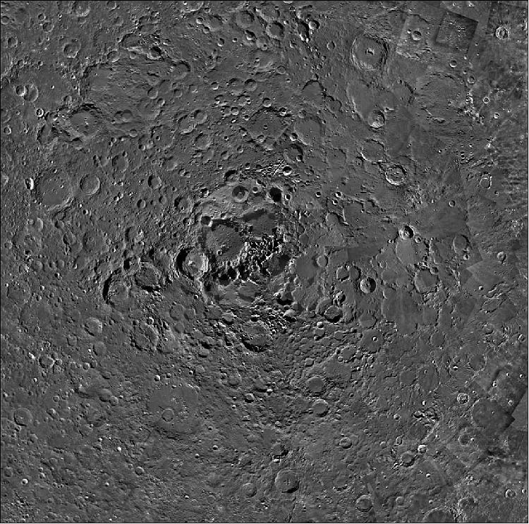 Figure 10: A pockmarked landscape mosaic of the Moon's north pole [image credit: ESA/SPACE-X (Space Exploration Institute); acknowledgments: J. Manuel Fonseca, M. Costa & A. Mora (UNINOVA); B. Grieger & M. Almeida (ESA)]