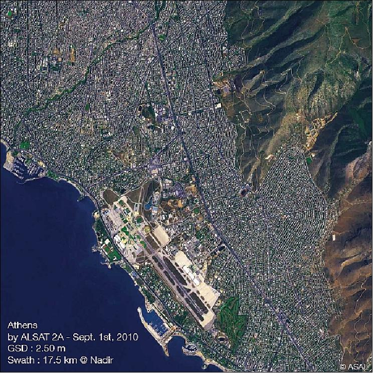 Figure 17: AlSat-2A image of the Greek capital Athens with NAOMI in Sept. 2010 (image credit: ASAL)