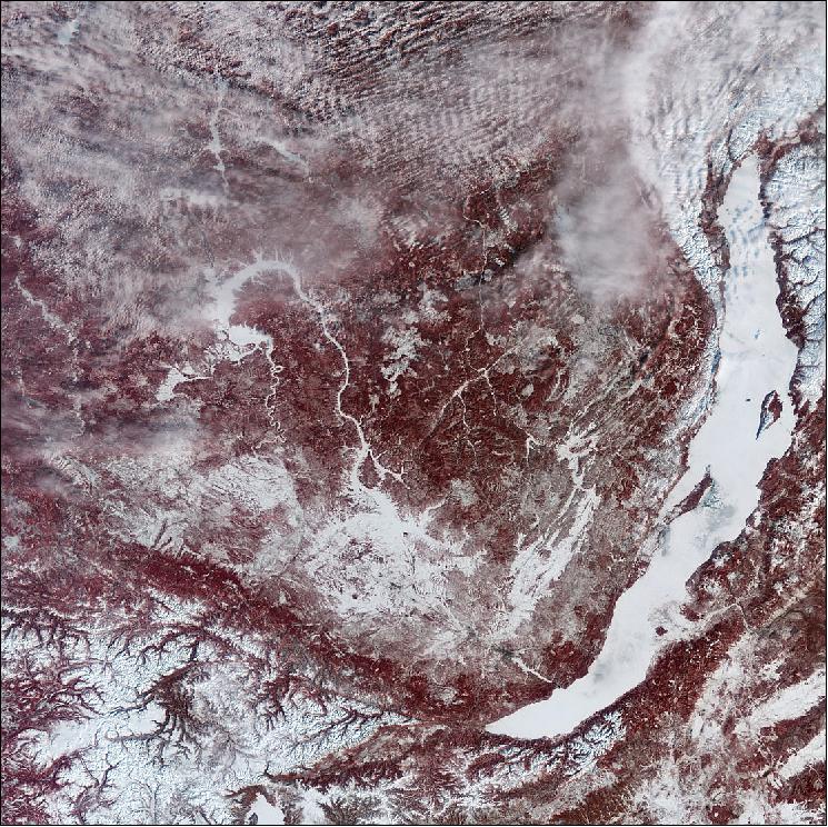 Figure 24: This false-color image was acquired on 14 March 2018 with Sentinel-3A (image credit: ESA, this image contains modified Copernicus Sentinel data (2017), processed by ESA, CC BY-SA 3.0 IGO)