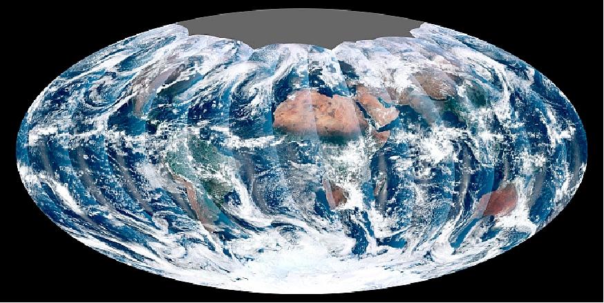 Figure 98: A first full Earth view of VIIRS acquired on November 24, 2011 (image credit: NASA) 92)