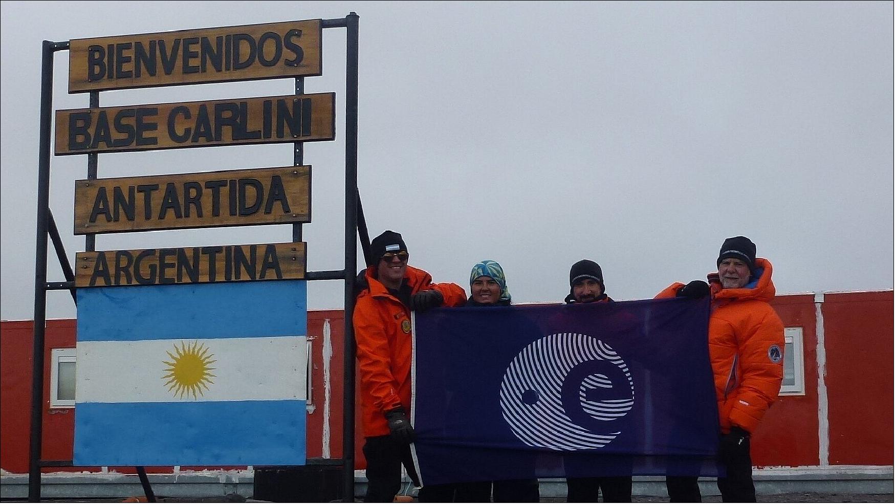 Figure 5: The ESA and Argentinian flags stand side-by-side at the Carlini base in Antarctica where teams are testing the Tempus Pro telemedicine device (photo credit: ESA)