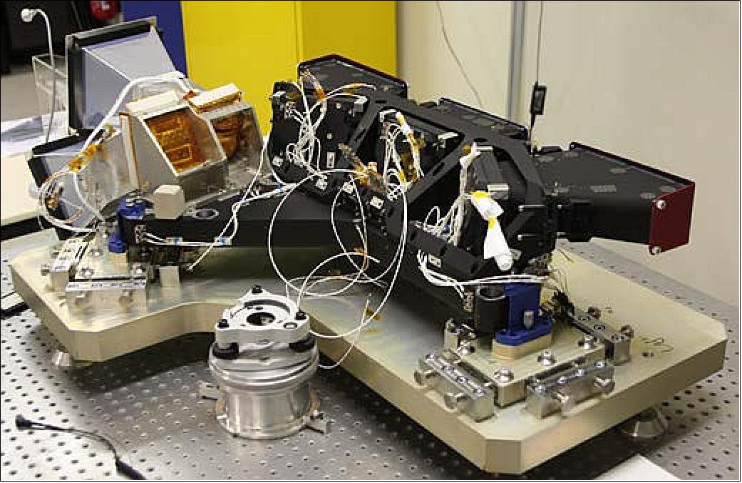 Figure 79: Photo of the VGT-P instrument during the integration phase, the star trackers are on the left of the bench (image credit: VGT consortium, Ref. 94)
