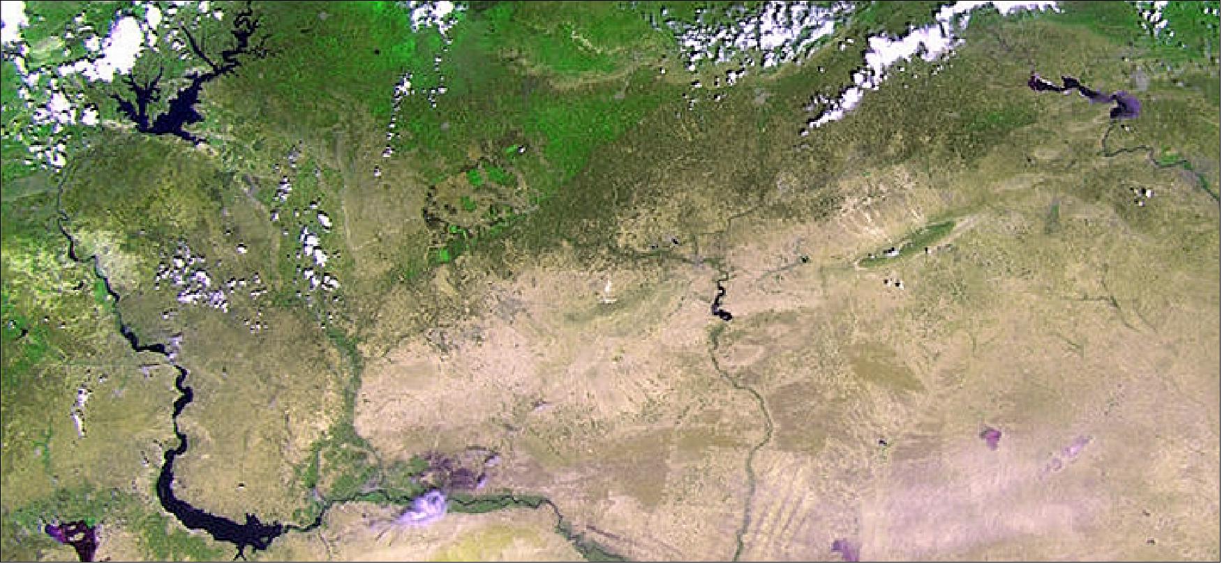 Figure 66: PROBA-V image of the border region of northern Syria, southeastern Turkey and northern Iraq observed on June 28, 2013 (image credit: ESA)