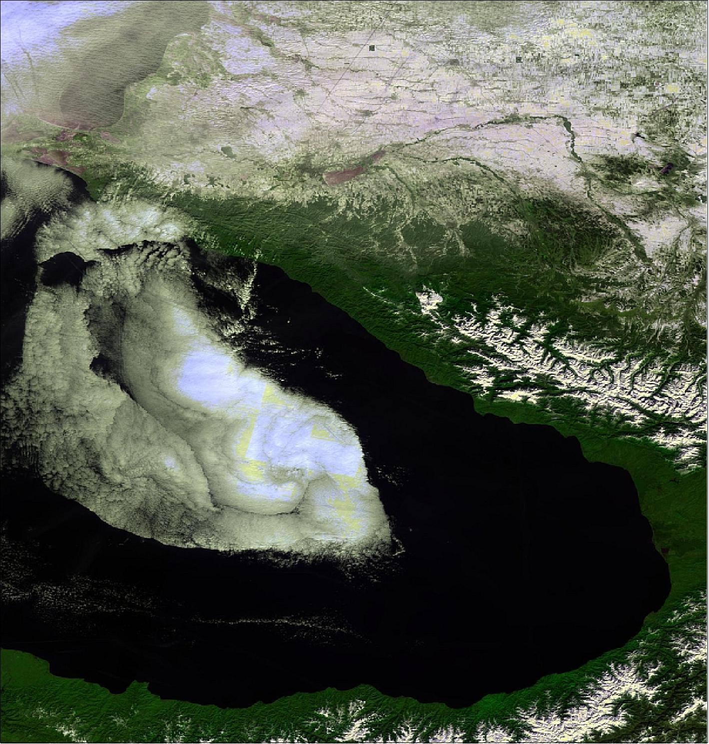 Figure 63: PROBA-V image of the Black Sea acquired on Feb. 7, 2014, including the Winter Olympics host city of Sochi (center of image), image credit: ESA, VITO