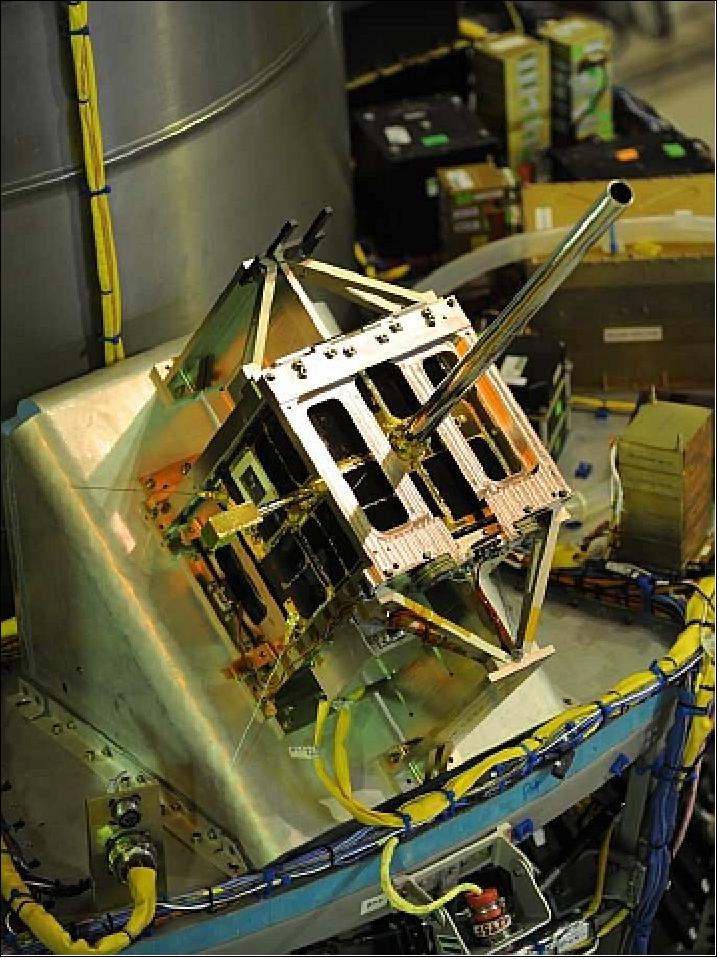 Figure 11: Photo of the AISSat-1 nanosatellite in launch configuration (image credit: UTIAS/SFL)