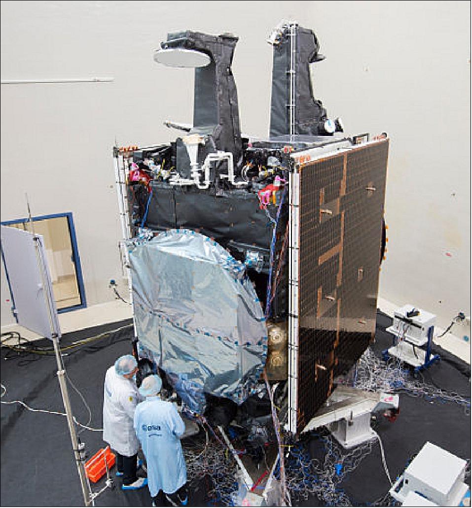 Figure 19: The Hispasat AG1 satellite undergoing tests in the IABG clean room (image credit: ESA, S. Corvaja)