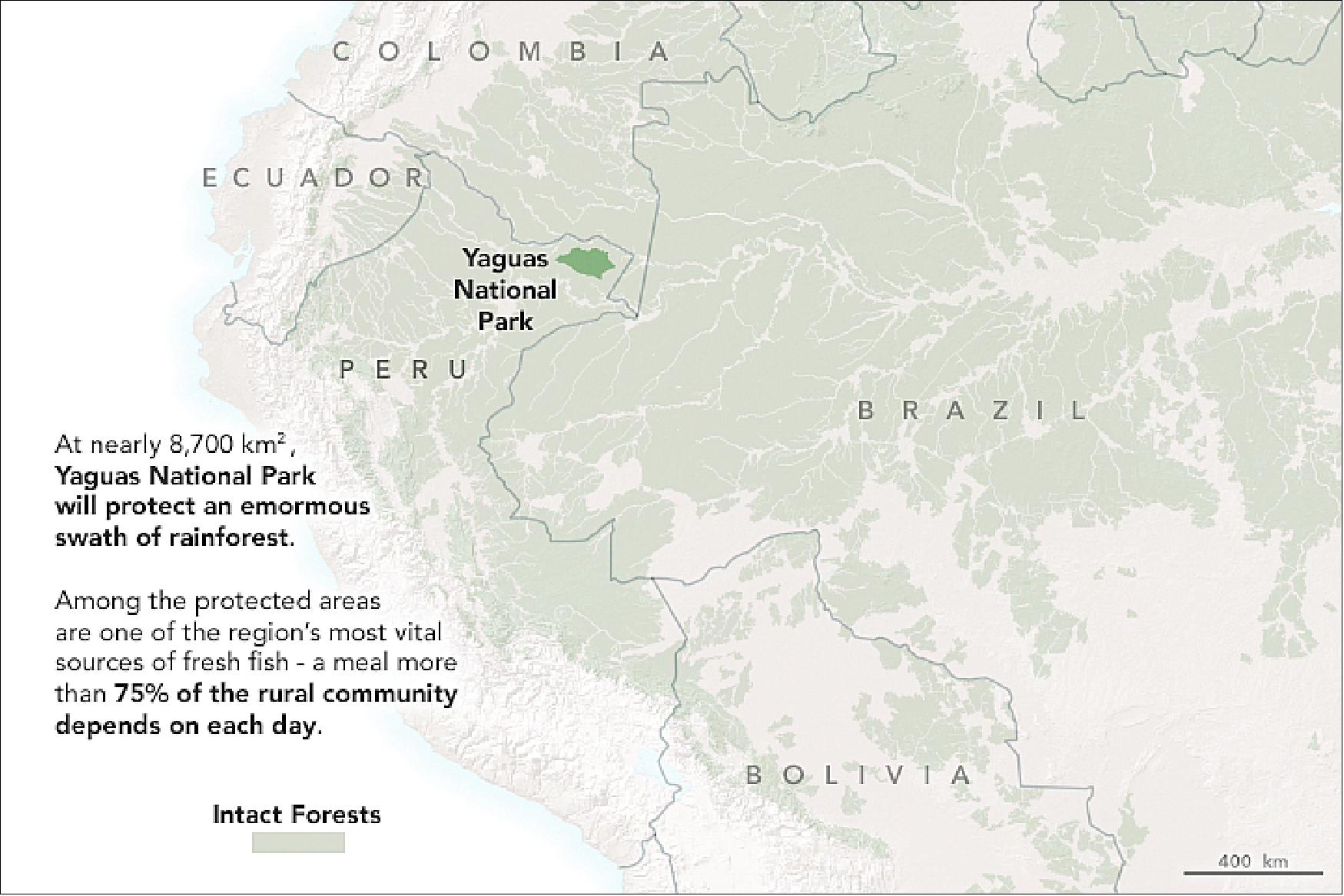 Figure 30: Map of the region to provide an overview of the Yaguas National Park location (image credit: NASA Earth Observatory)