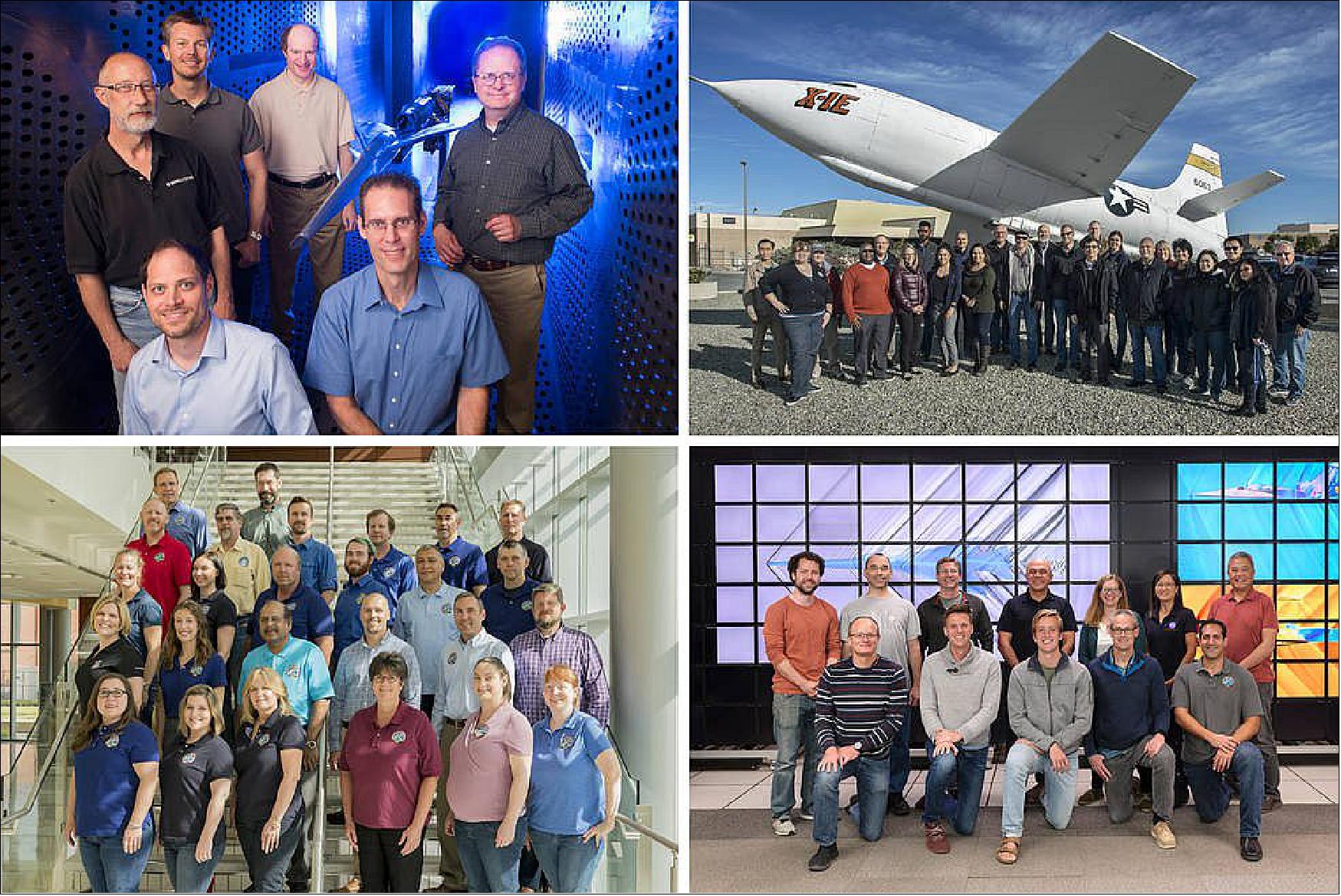 Figure 3: Teams at NASA's Glenn Research Center in Ohio (top left), Langley's Research Center in Virginia (bottom left), Armstrong Flight Research Center (top right) and Ames Research Center (bottom right) in California play key roles in developing and evaluating the X-59 Quiet SuperSonic Technology aircraft. NASA hopes to enable a new commercial market of supersonic aircraft that can fly over land (image credit: NASA)