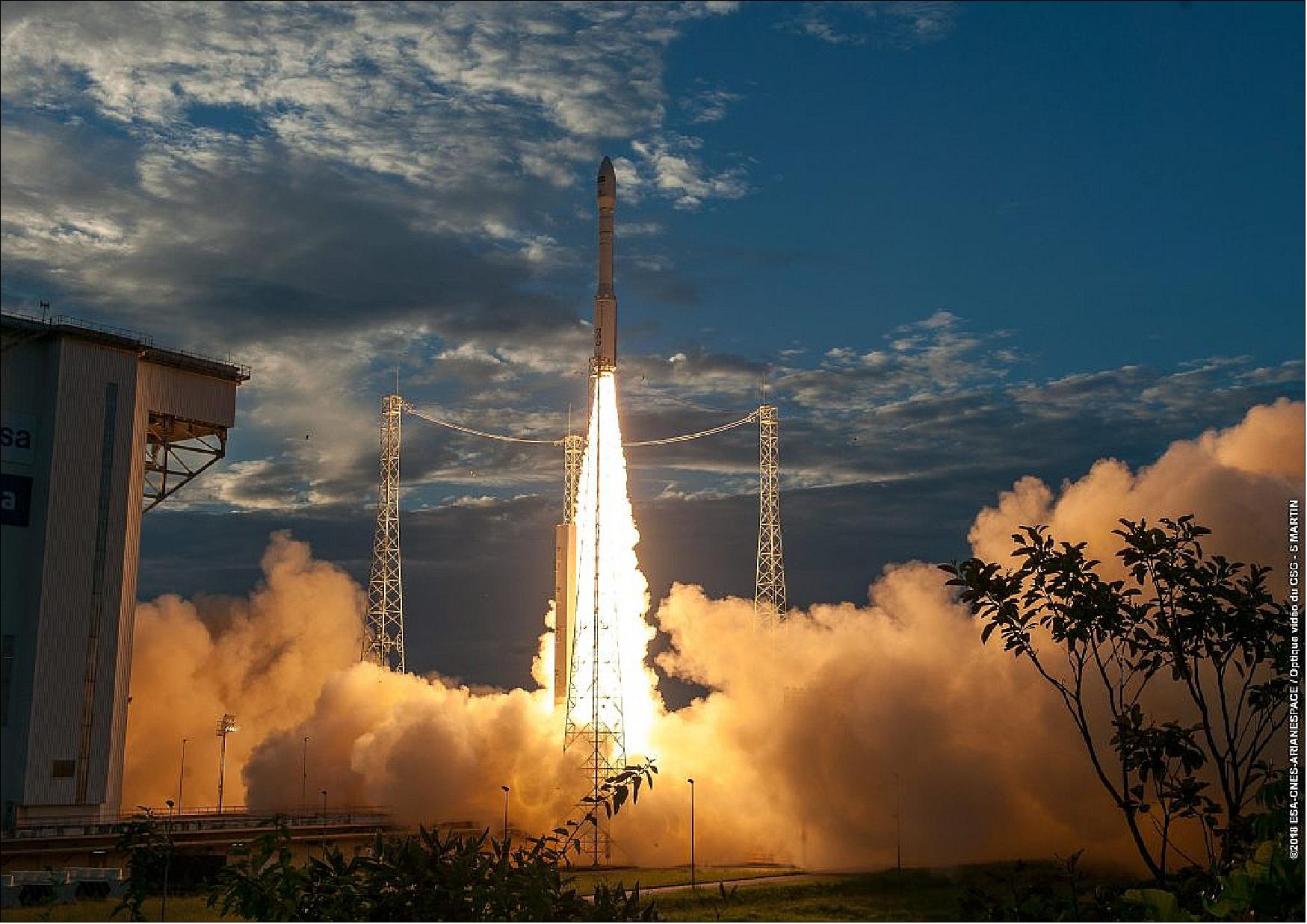 Figure 5: Aeolus heads for orbit (image credit: ESA/CNES/Arianespace)