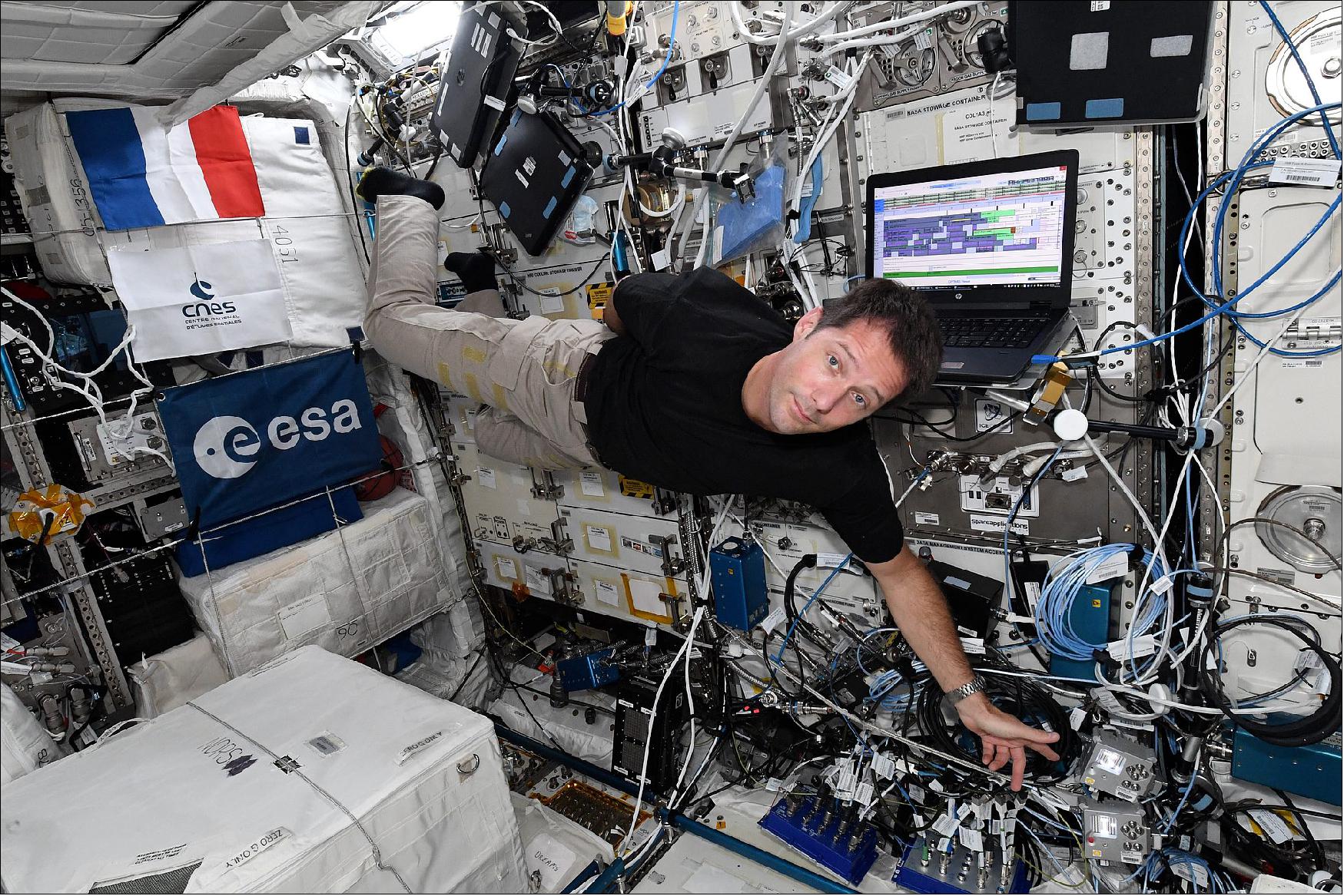 Figure 7: ESA Astronaut Thomas Pesquet with Astro Pis Ed and Izzy on board the ISS (image credit: ESA)
