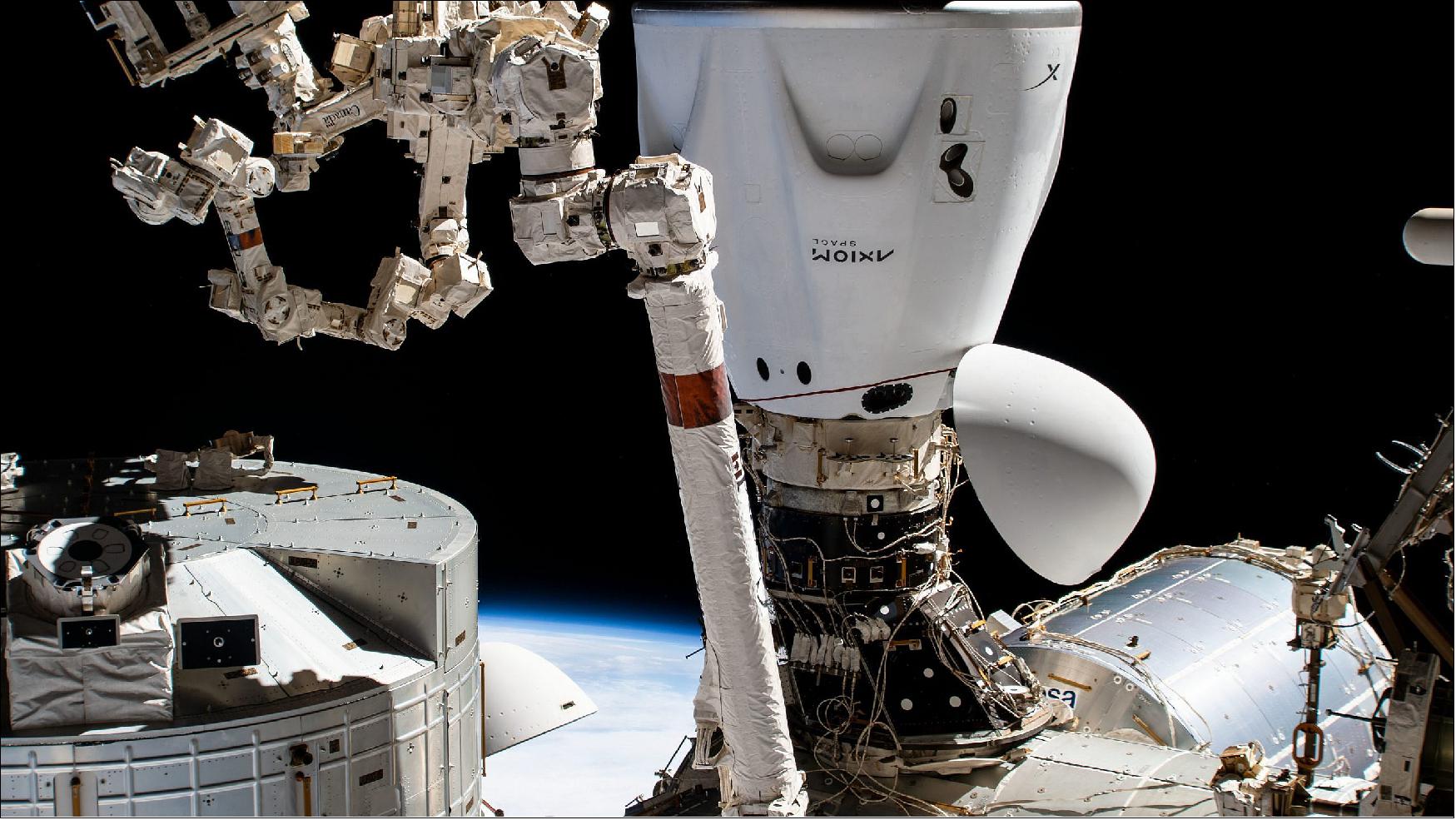 Figure 6: The SpaceX Dragon Endeavour crew ship is pictured docked to the Harmony module (image credit: NASA TV)