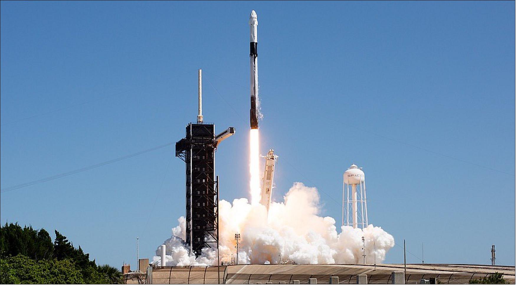 Figure 4: A SpaceX Falcon 9 launches a Crew Dragon spacecraft with four private astronauts on board on the Ax-1 mission for Axiom Space April 8 (image credit: NASA/Joel Kowsky)