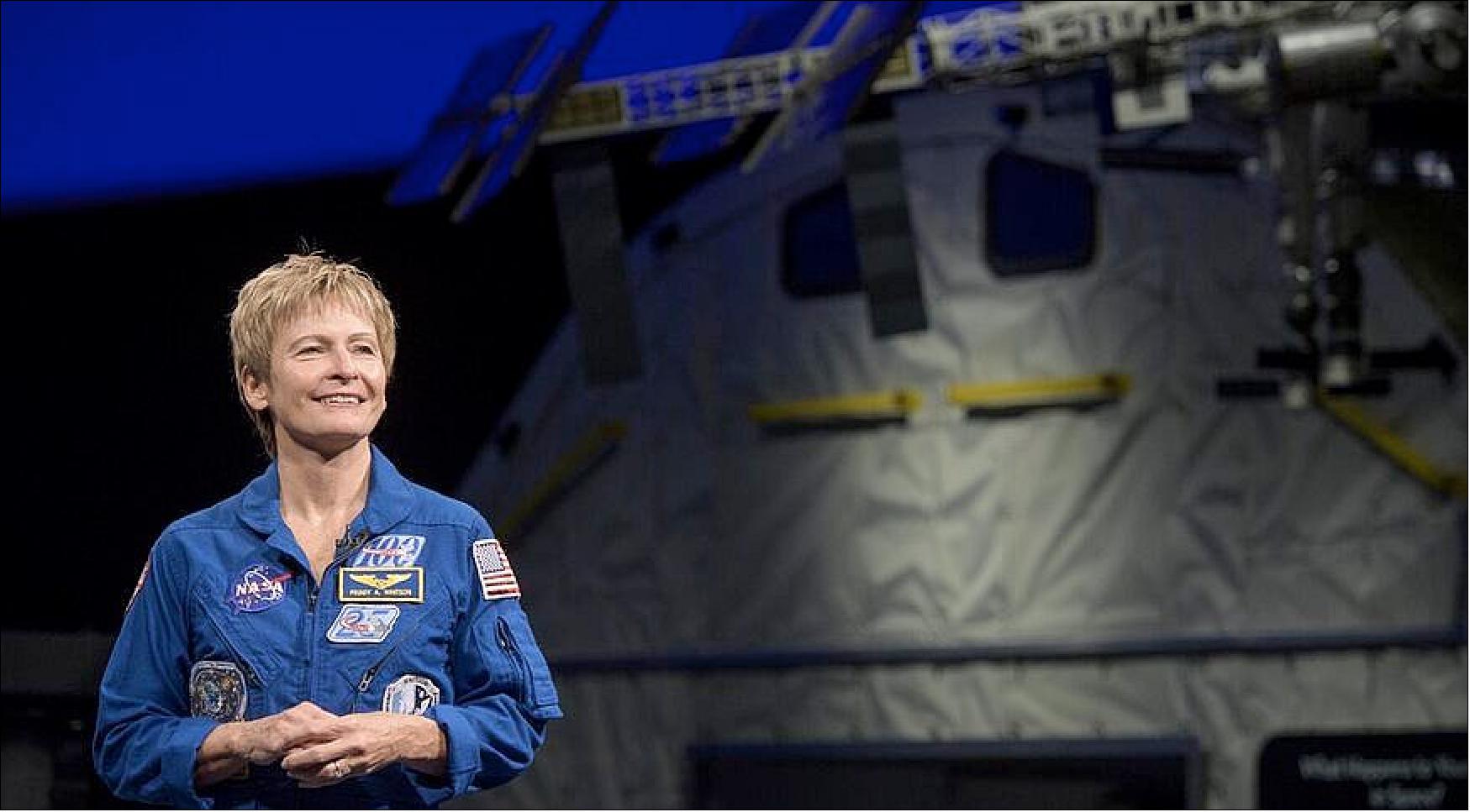 Figure 20: Former NASA astronaut Peggy Whitson, who spent 665 days in space on three long-duration ISS missions, will command Axiom Space's Ax-2 commercial mission to the station (image credit: NASA/Joel Kowsky)