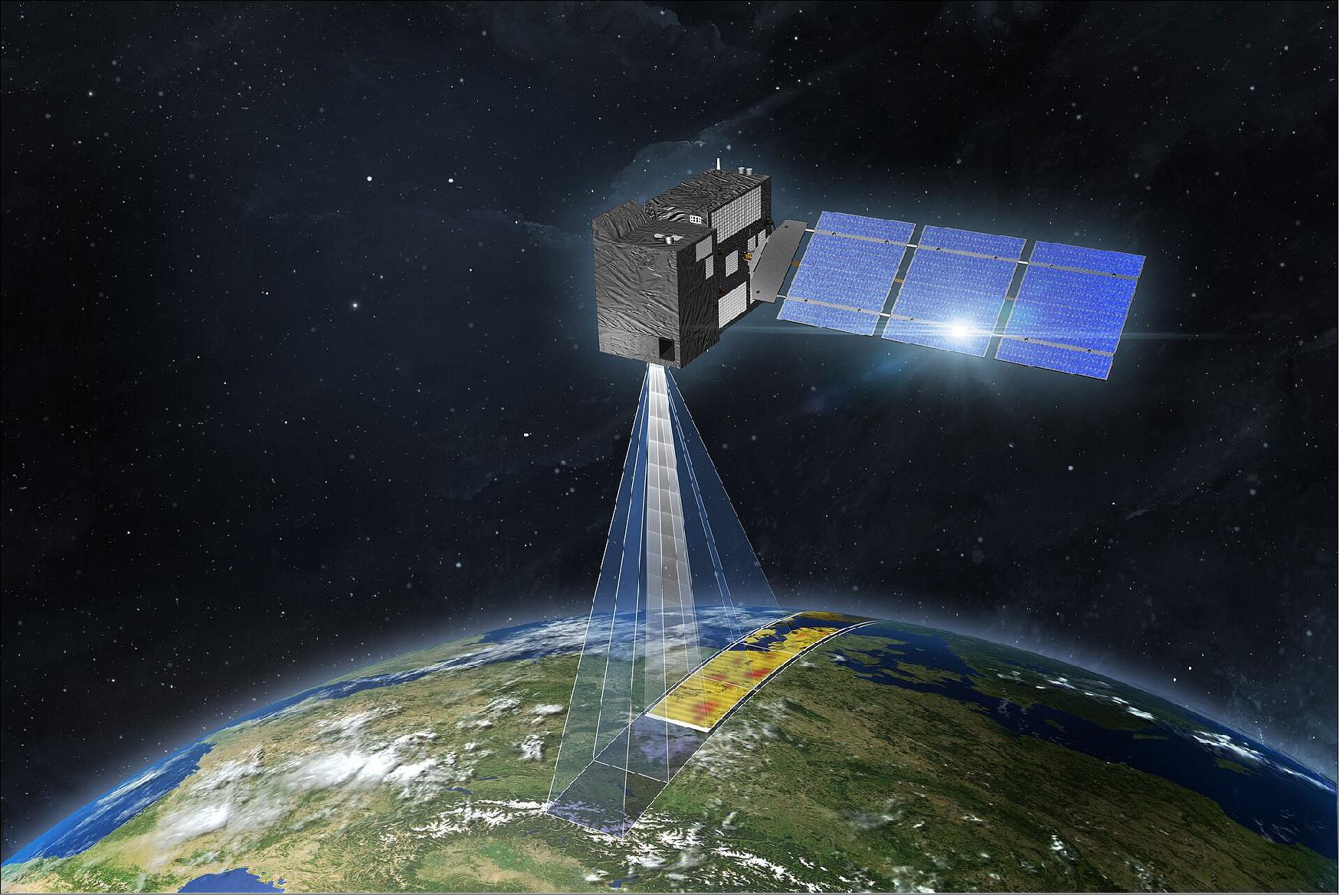 Figure 1: The Copernicus CO2M (Carbon Dioxide Monitoring) mission is one of Europe’s new high-priority satellite missions and will be the first to measure how much carbon dioxide is released into the atmosphere specifically through human activity (image credit: OHB)