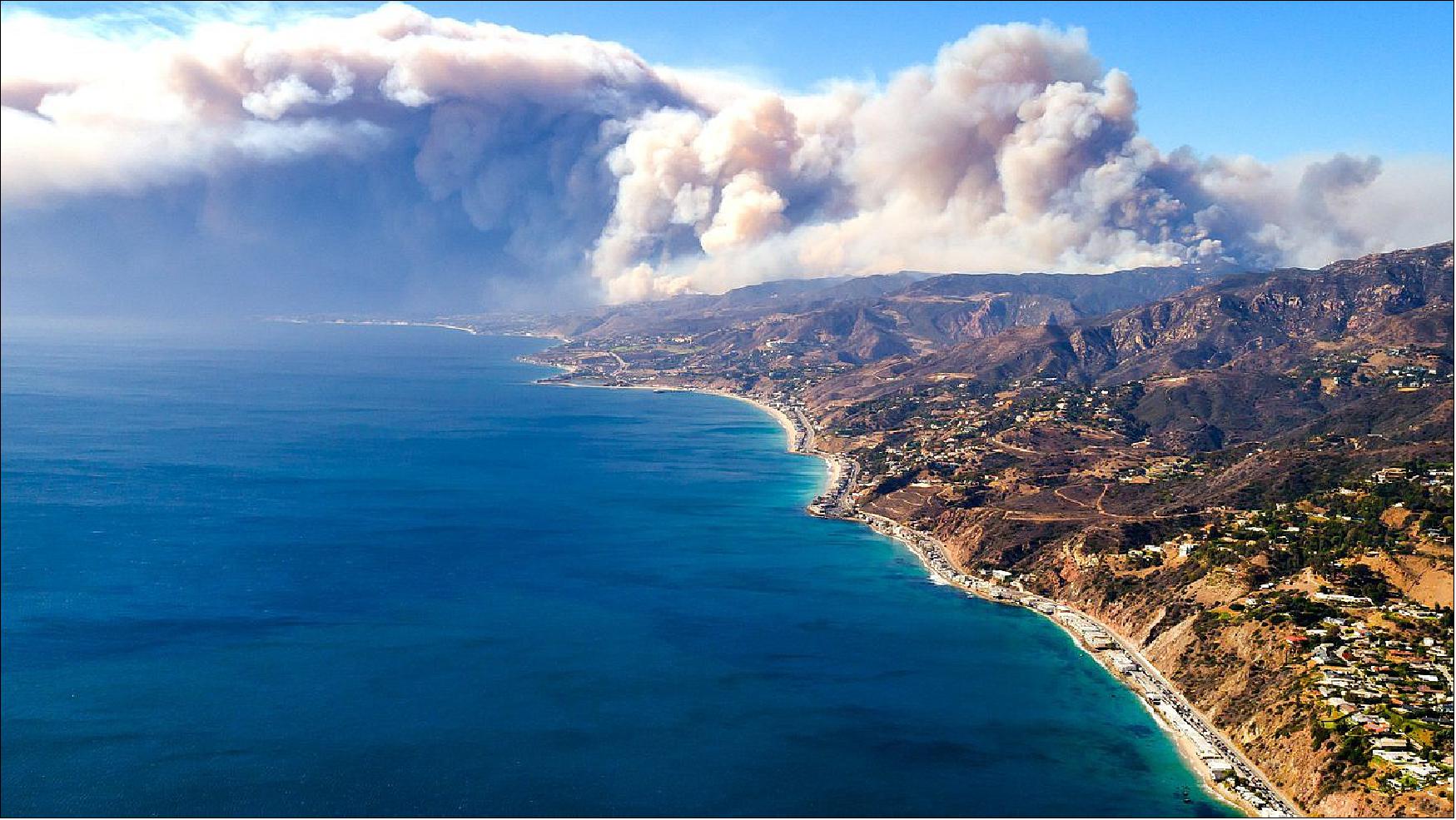 Figure 1: The 2018 Woolsey Fire in California burned nearly 100,000 cares in Los Angeles and Ventura counties. This image was taken on 9 November 2018 (image credit: Forest Service, USDA, courtesy of Peter Buschmann)